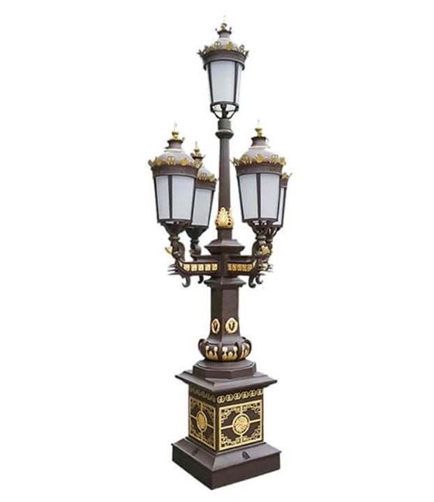 Cast Aluminum Material 3-10m Height Square Appling Spain Style Garden Lamp Pole